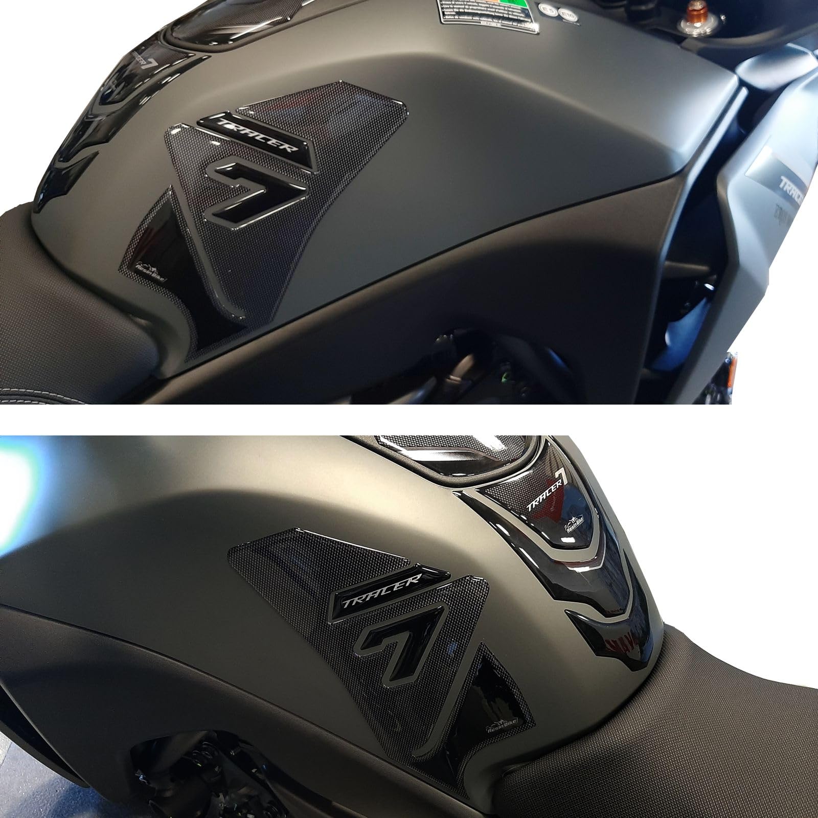 Resin Bike Kit Autocollant Moto Compatibles avec Yamaha Tracer 7 2021-2023. Protection de Réservoir Moto Contre Les Chocs et Les Éraflures. Kit Autocollant 3D Résinés Made in Italy