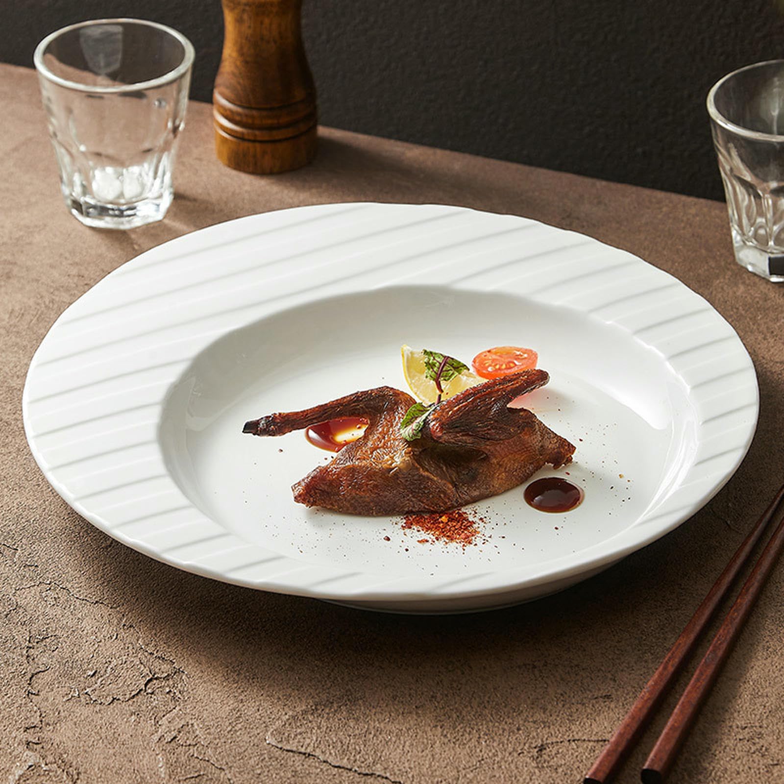 Plato de pasta italiana Ceramic Line, plato redondo mediano para restaurante de hotel, 30,5 cm