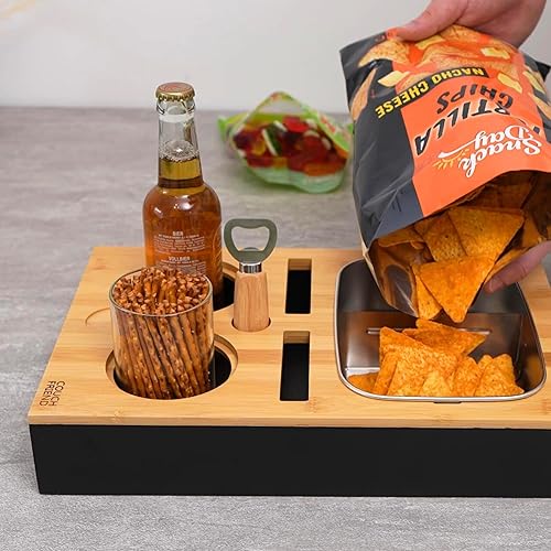 Miniatura 8 de D&D Living Bandeja de sofá  Organizador de reposabrazos flexible con almohadilla de corcho antideslizante  Bandeja de sofá con 18.5 x 13.4 pulgadas,