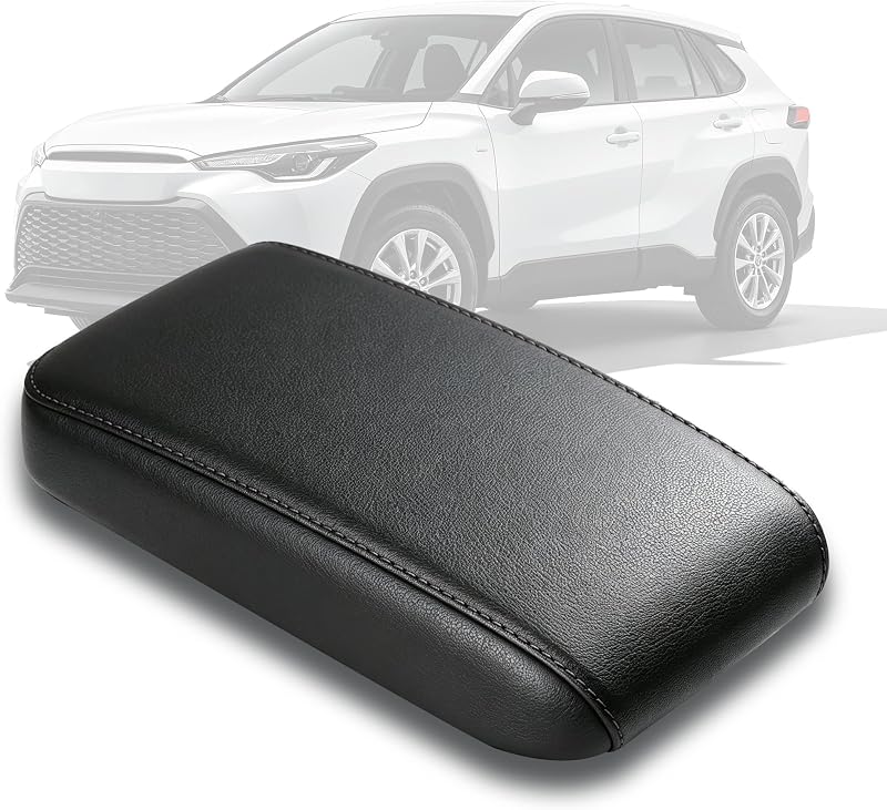 Capa de apoio de braço central AOMSAZTO em couro PU preto para Toyota Corolla Cross 2022-2023 – 1 unidade