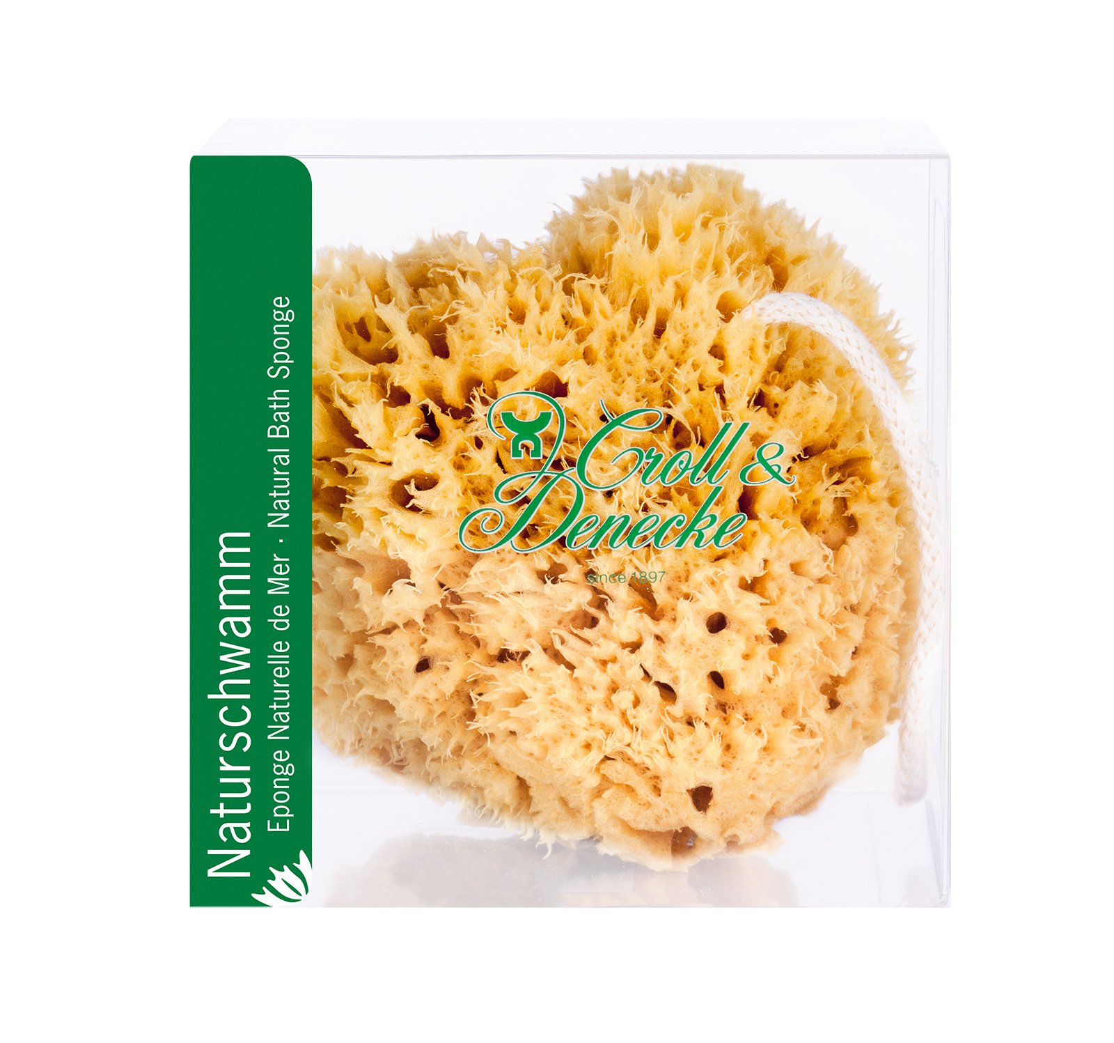 CROLL & DENECKE M400 naturalna gąbka z Morza Śródziemnego w pudełku na prezent z bawełnianym sznurkiem, 11 x 11 cm