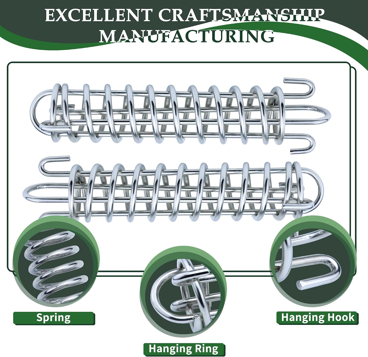 SHENGHUISS Shock Absorbing Spring 2 Pcs 304 Stainless Steel Spring for Porch Swing, Dog Leash, Hammock Chair, Punching Bag, Boat Mooring and Outdoor Gear ect