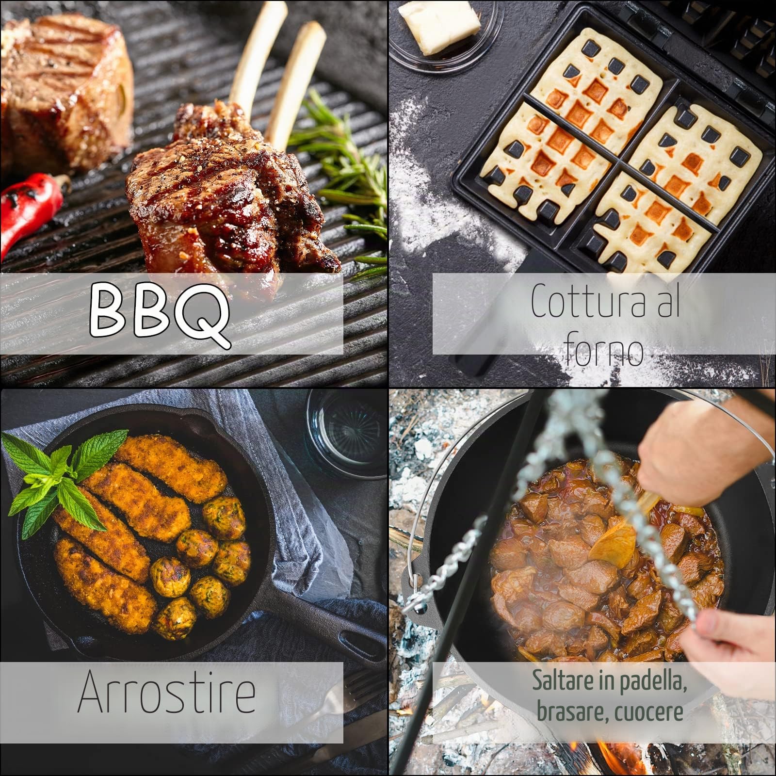 NAIZY 12 pezzi Forno Olandese Dutch Oven Casserole Roaster olandese marcia in ghisa multifunzionale con piedi e set completo di accessori (LMZJ-(HAG6274A))