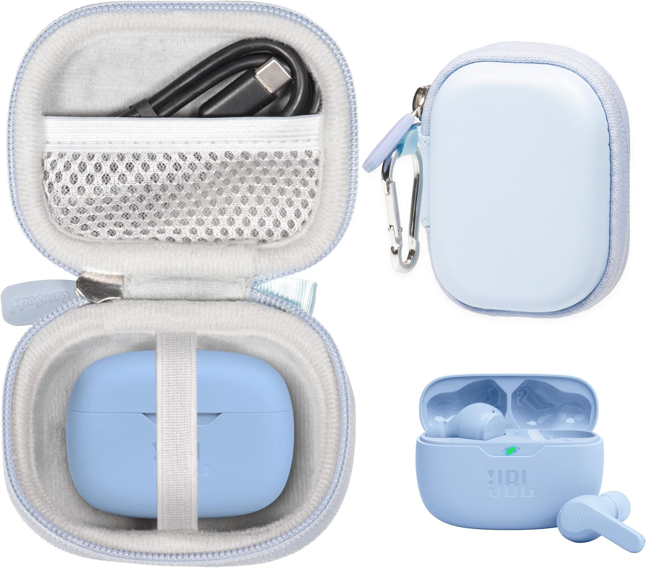 CaseSack Case for JBL Vibe Beam True Wireless Noise Cancelling Earbuds (Blue)