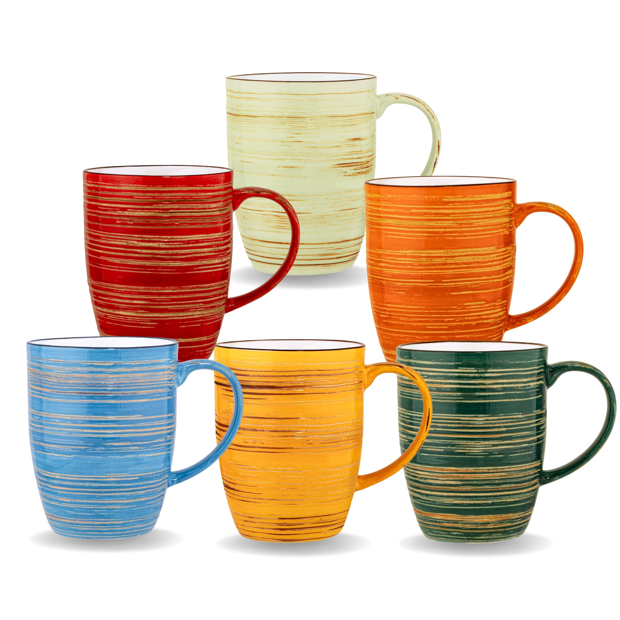 Wilmax | SPIRAL Becher | 6er-Set | Fassungsvermögen: 460 ml Becherset | Modernes Design | Widerstandsfähig gegen Beschädigungen | Spülmaschinenfest | Kann in die Mikrowelle gestellt werden | Bunt