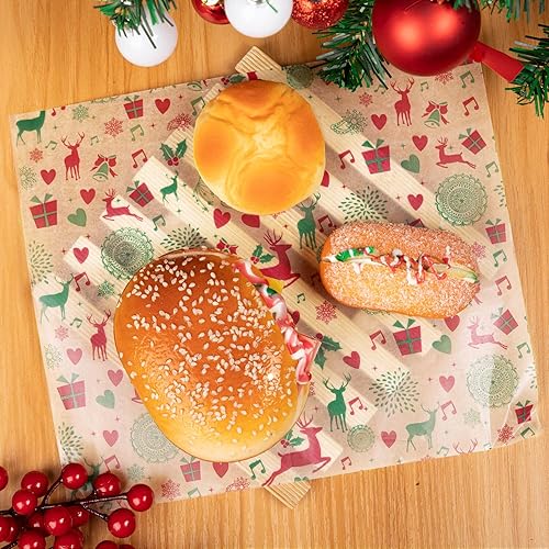 Miniatura 106 de 100 piezas de papel de cera de Navidad para alimentos, hojas de papel de cera, papel de delicatessen, envoltura de sándwich, envolturas de galletas