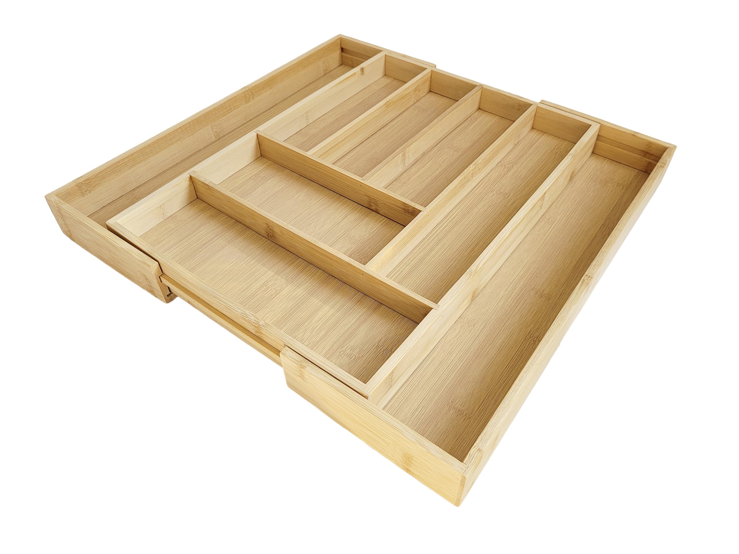 Magna Retail Natural Extendable Bamboo Cutlery Drawer Organiser, Extra Large Cutlery Tray
