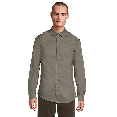 Armani Exchange Slim Fit All Over Print Stretch Cotton Button Down Men