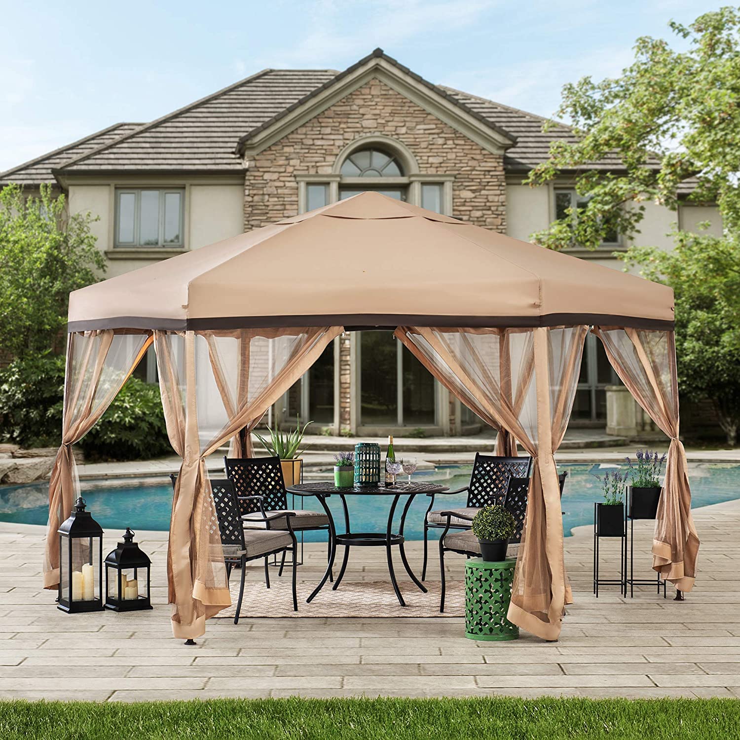 Snapklik.com : SUNJOY 11x11 Ft. Pop Up Gazebo, 2-Tone Portable Canopy