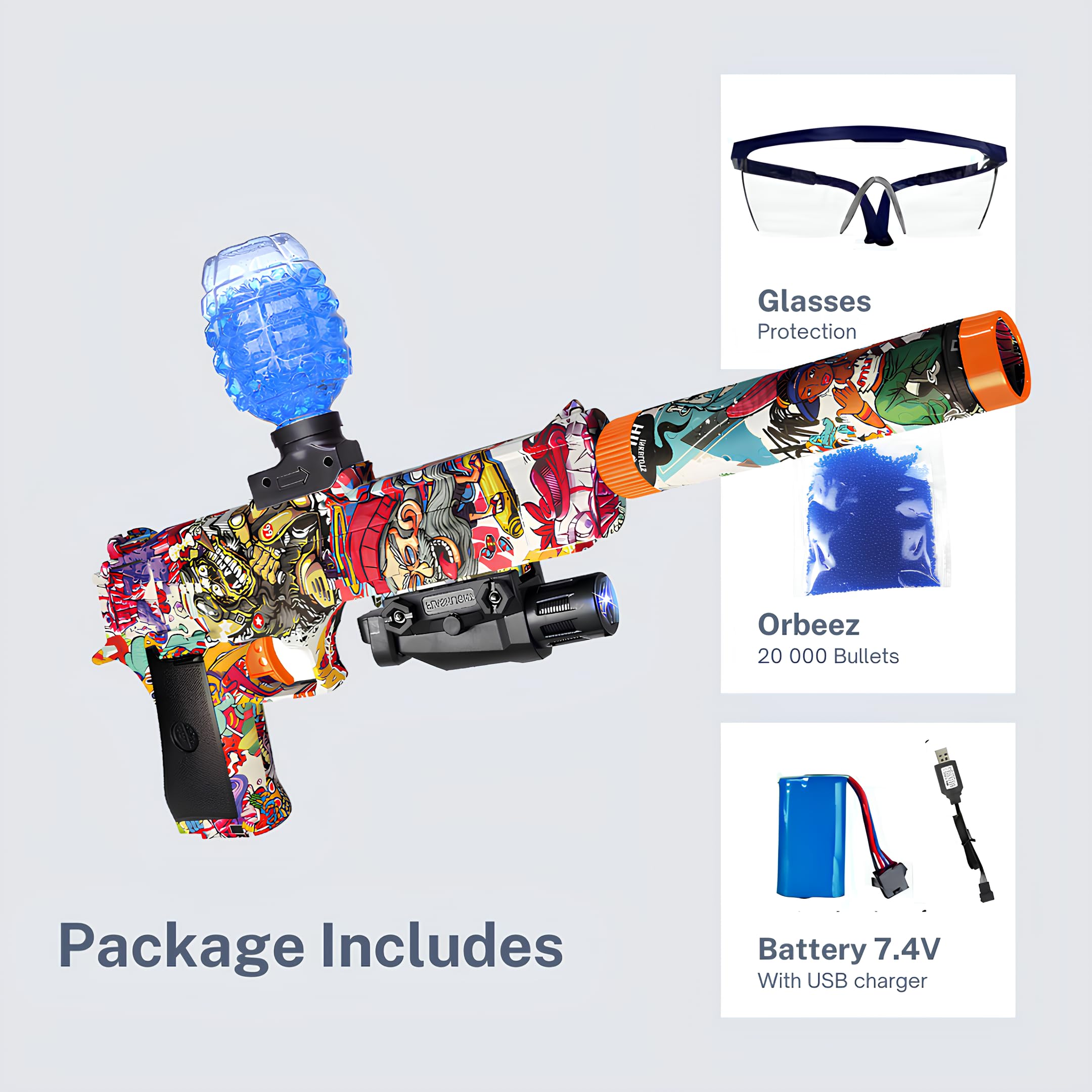Kit Gel Ball 20000 Billes FunBlasters – Gel Blaster Gun M16A1 – Eau Electrique Automatique – 20000 Balles Et Lunettes – Watersoft Puissant Fusil Arme Mitraillette - Adulte Gelfire Water Gun Pistolet à Bille