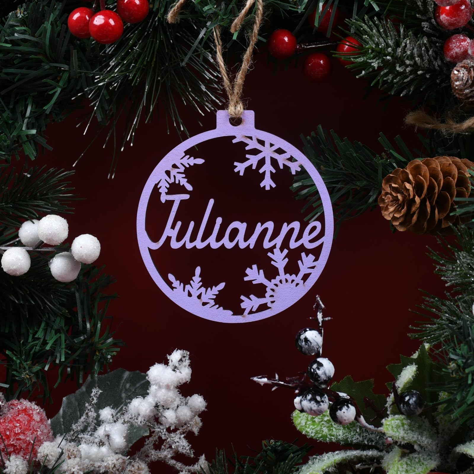 Personalisierte Holz-Weihnachtsdekoration, personalisierbar, Holznamen-Ornament für Damen, Herren, Freunde, Familie, individuelle hängende Ornamente, Dekoration, Geschenk für Weihnachtsbaum,