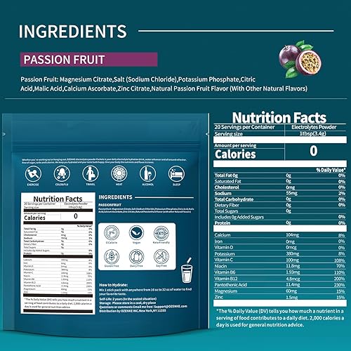 Miniatura 2 de Paquetes de electrolitos en polvo, electrolitos sin azúcar, paquetes de hidratación, mezcla de bebida portátil con electrolitos para una hidratación