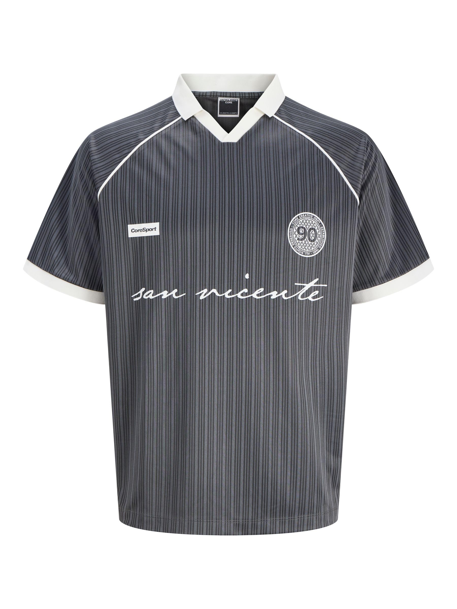 Jack & Jones Men's Asphalt Jcoeterna Football Polo Ss Sa26 Ln, S