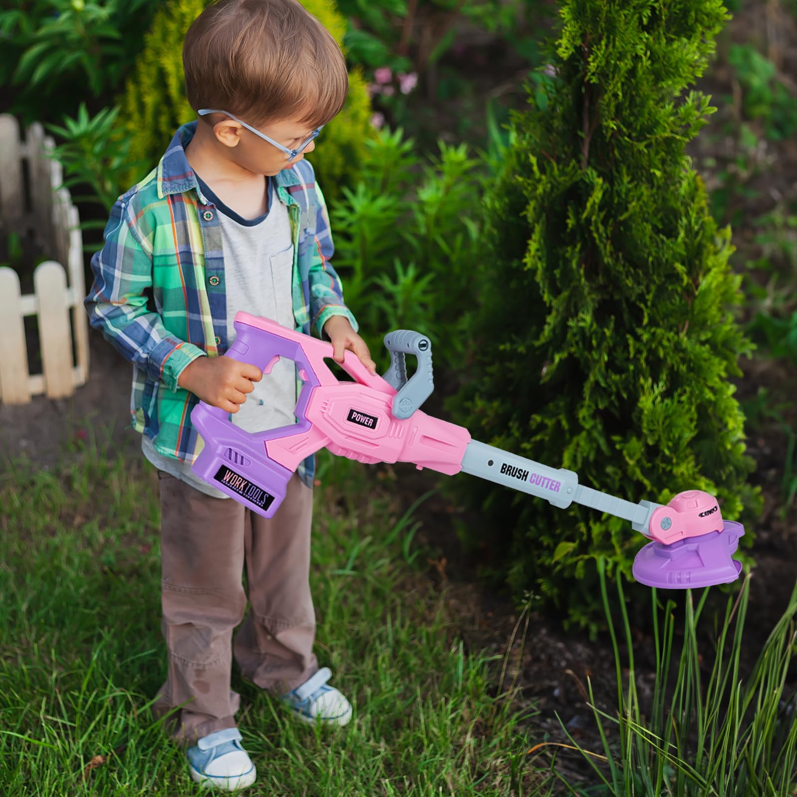 Toy Trimmer for Kids - Power Weed Eater Construction Tool Set, Outdoor Toy Gardening Lawn Equipment with Lights and Sounds, Educational Tool Gift for Boys, and Girls Ages 3+
