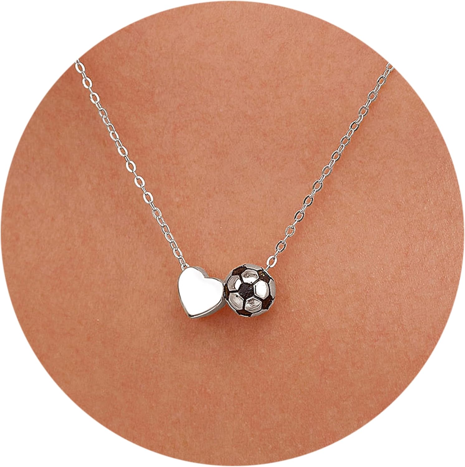 925 Sterling Silver Soccer Football Volleyball Basketball Necklace for Women Men 14K Gold Plated Heart Necklace Sports Accessories Jewelry Christmas Gifts - Image 8