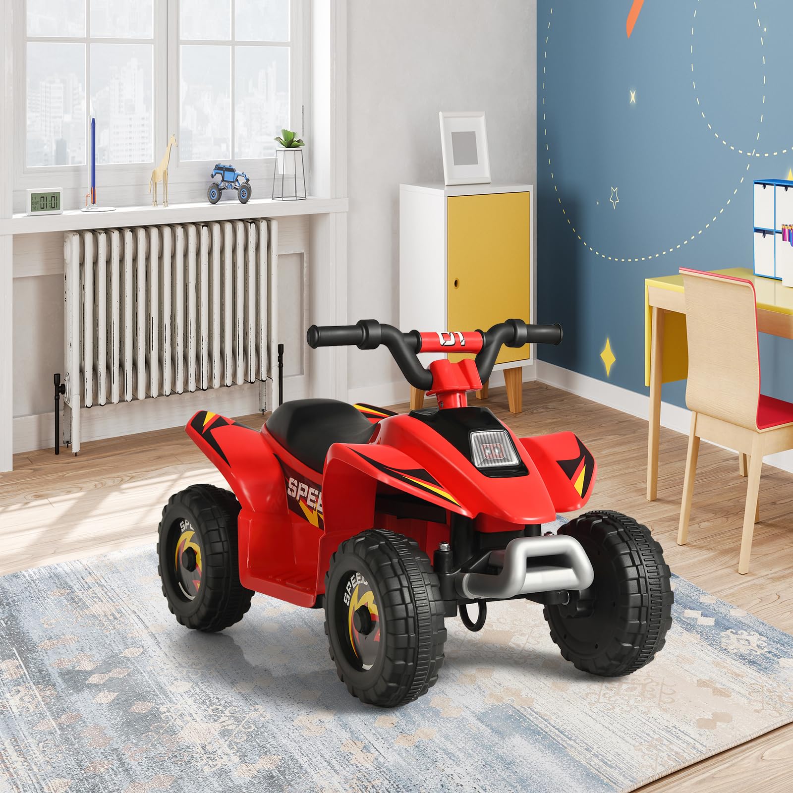 SOARS Auto elettrica per bambini, Quad elettrico per bambini ATV 6V, camminata anteriore/posteriore, sedile ergonomico, ruote antiscivolo, caricatore incluso, carico 30 kg, per ragazzi e ragazze 3