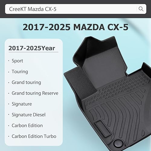 Miniatura 6 de Alfombrillas de piso para Mazda CX-5 2025 2024 2023 2022 2021 2020 2019 2018 2017, para Mazda CX5 para todo tipo de clima, tapete de carga de goma,