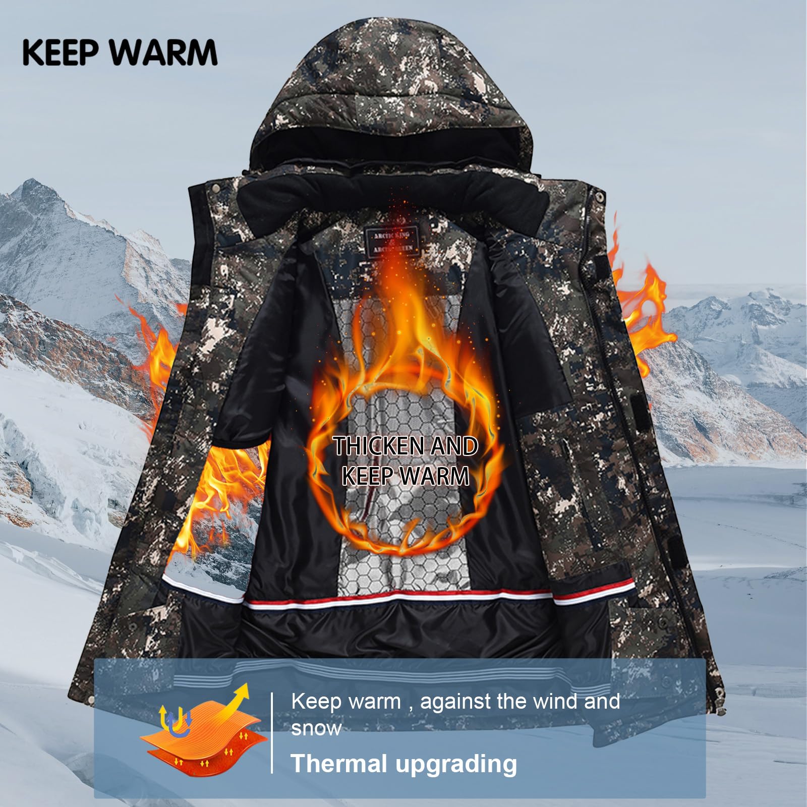 HOUZONIY Herren Skianzug Set Herren Schneeanzug Warmer Winddichter 2-Teiliger Schneeanzug