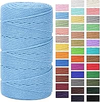 Vista 16 de Cordón de macramé de 1/8 pulgadas x 328 yardas Cuerda de macramé 100% algodón natural Cordón de algodón torcido de 4 hebras para manualidades