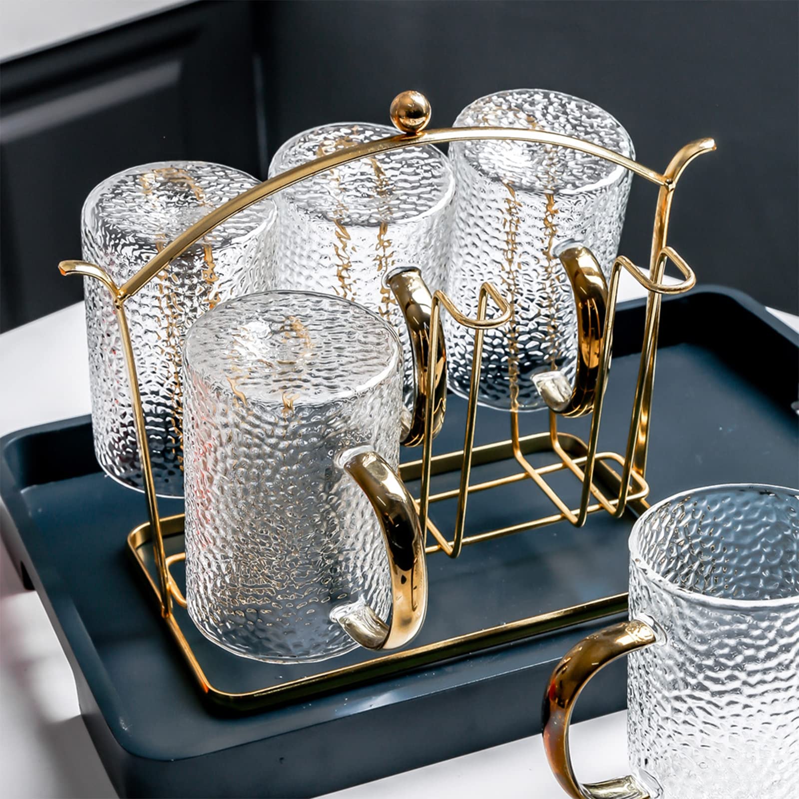 Juego de Copa de jarras de Agua de Vidrio Conjunto de Taza de Tetera Agua de Agua fría Jarra Juego de Agua Juego de té de la Sala de Estar Taza de té Taza de Bebida nórdica,A