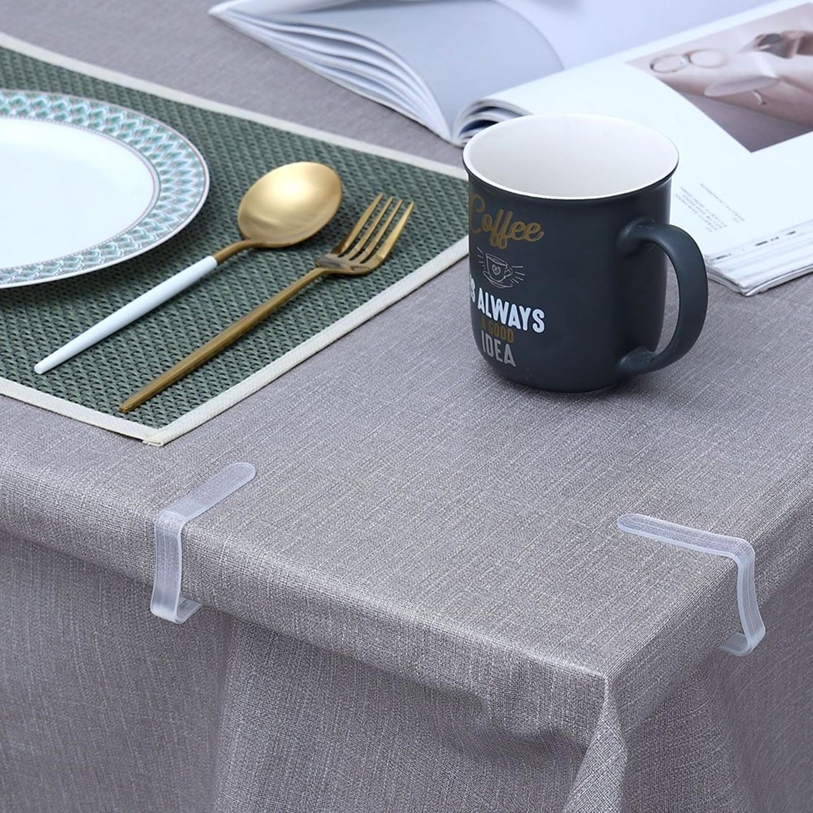 Clip Per Tovaglia Antiscivolo - 6 Pezzi Trasparenti Per Esterni E Barbecue - Foto 4