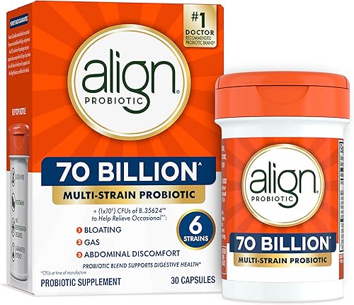 Align Probióticos, 70 mil millones de UFC, mezcla de 6 cepas, probióticos para mujeres y hombres, probióticos diarios para la salud digestiva, ayuda