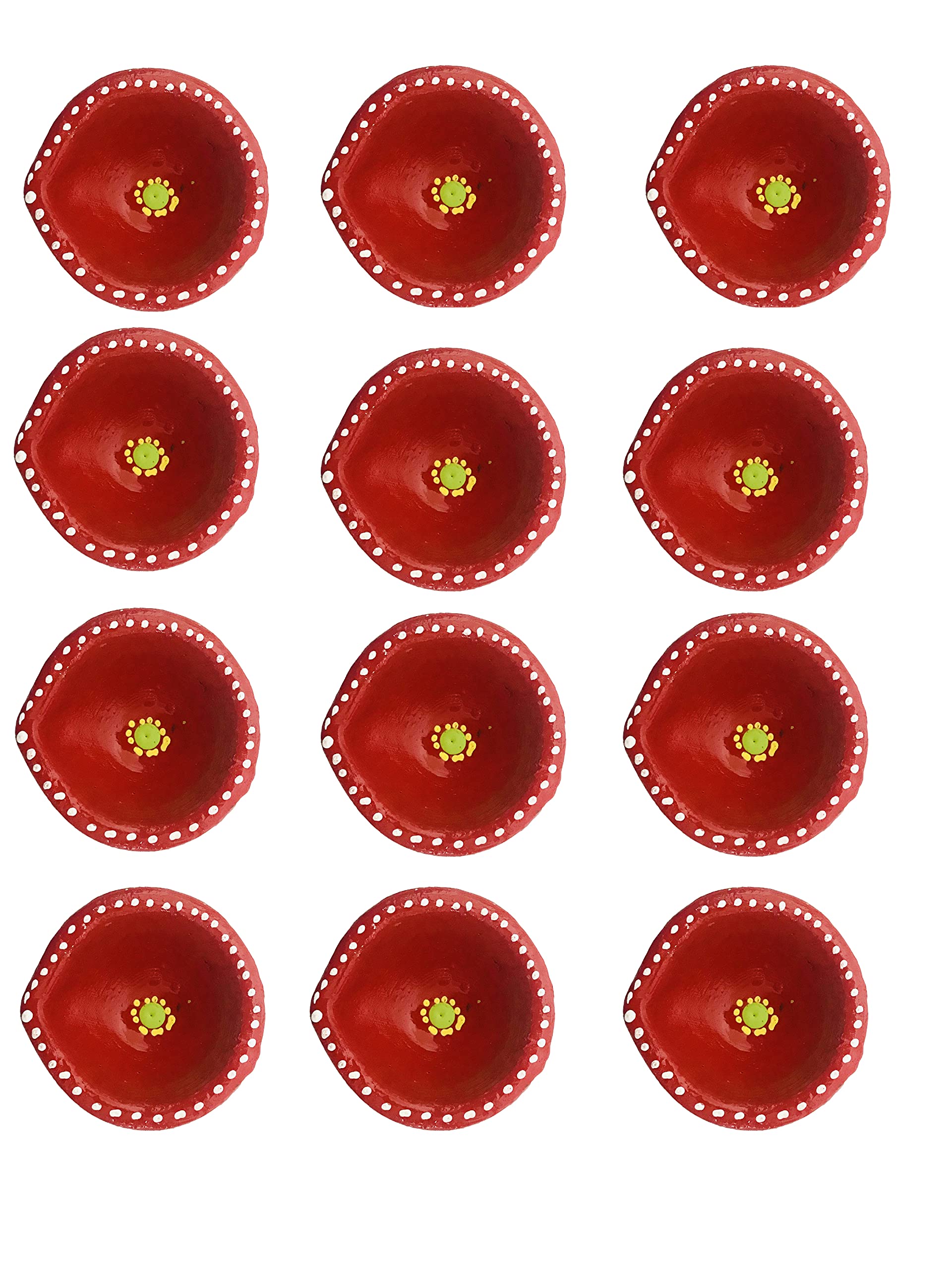 Gavya International Multi Red Clay Diya Diwali Dia With Cotton Wicks For Puja Pooja Clay Diyas For Diwali Tea Light Holder Indian Decor Diwali Gifts Diwali Decor Puja Items Indian Decorations Pack Of 12