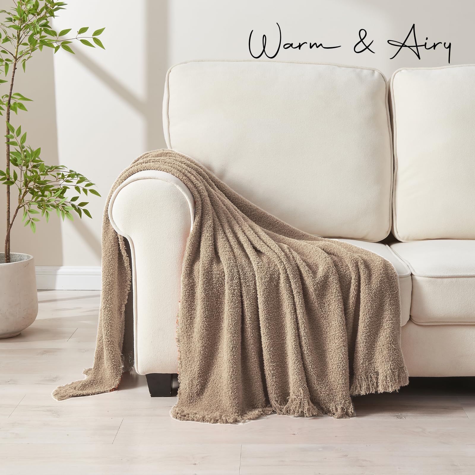Easeon Überwurfdecke Aus Strick – Weiche Boho-Decke Für Couch & Bett, 129,5x160 Cm, Gemütliche Heimdekoration