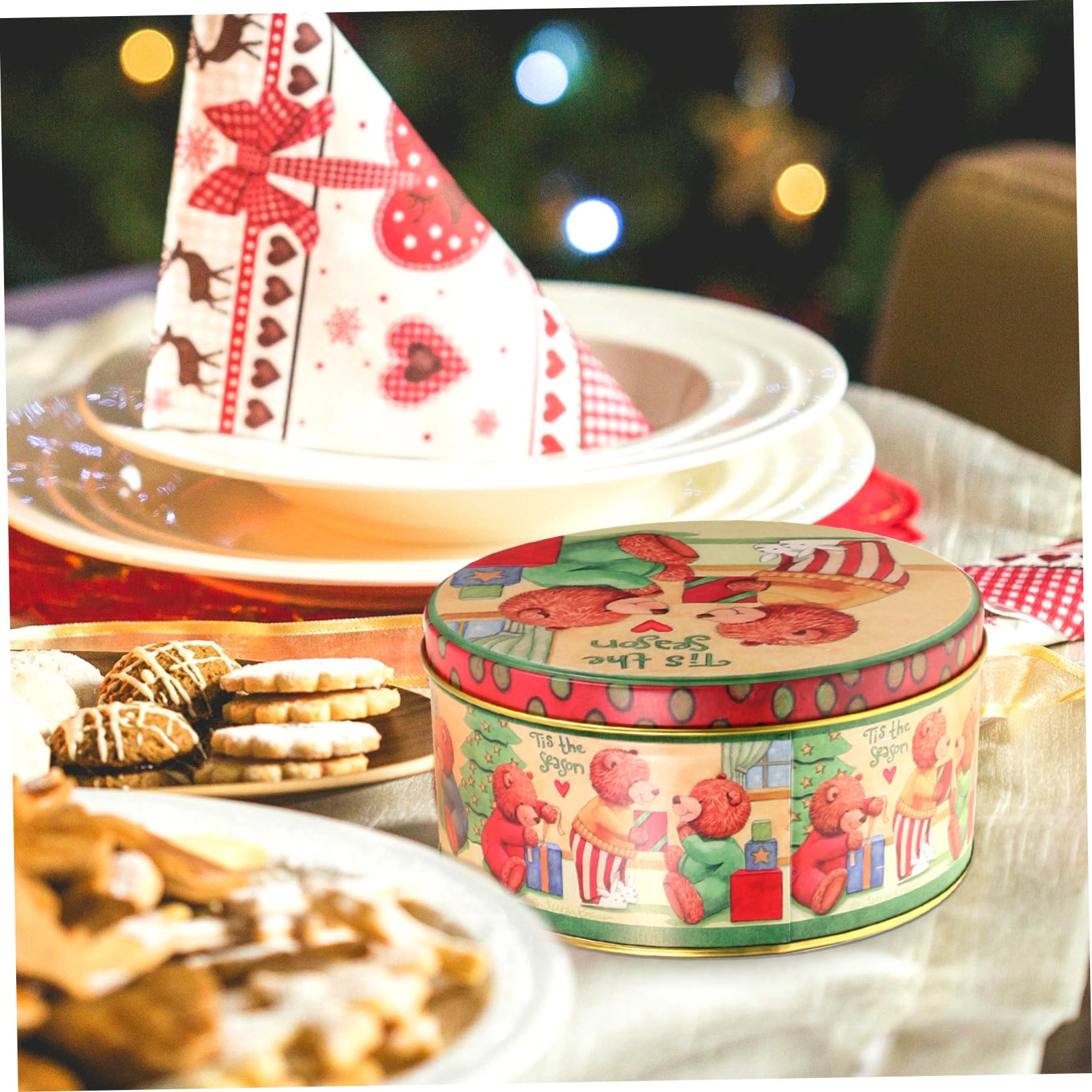 4pezzi Scatola di Biscotti Natalizia Contenitore per Caramelle Piccolo Confezionamento Regalo di Natale per Snack e Decorazioni Festive Stile Casuale