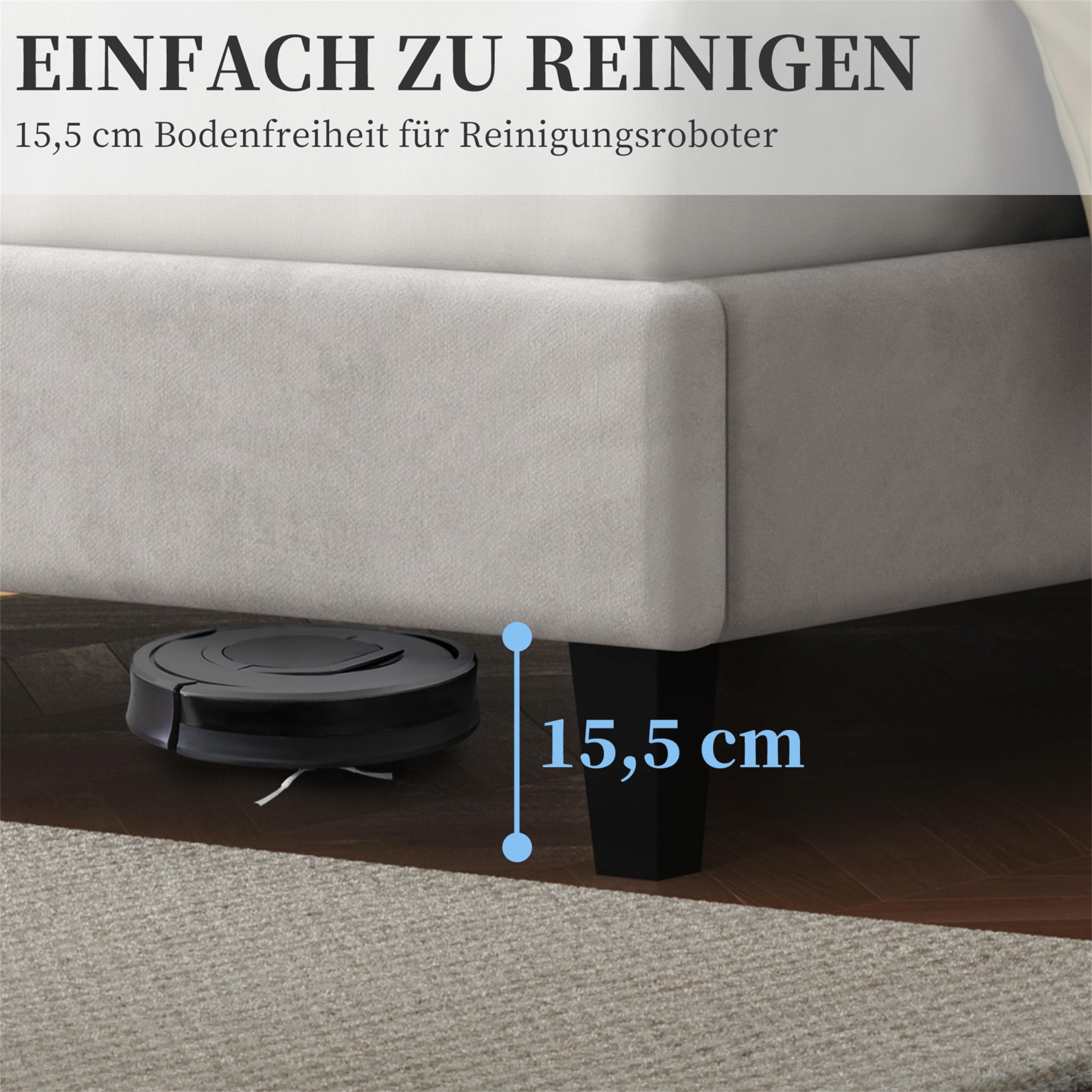 Yaheetech Polsterbett Doppelbett 160 x 200 cm Stoffbett Bettgestell Gepolstertes Bett mit höhenverstellbarem Kopfteil Bettrahmen mit Lattenrost, Beige | Modernes und elegantes Bett mit Lattenrost, robuste Struktur, weiche Oberfläche, 160 x 200 cm, Beige