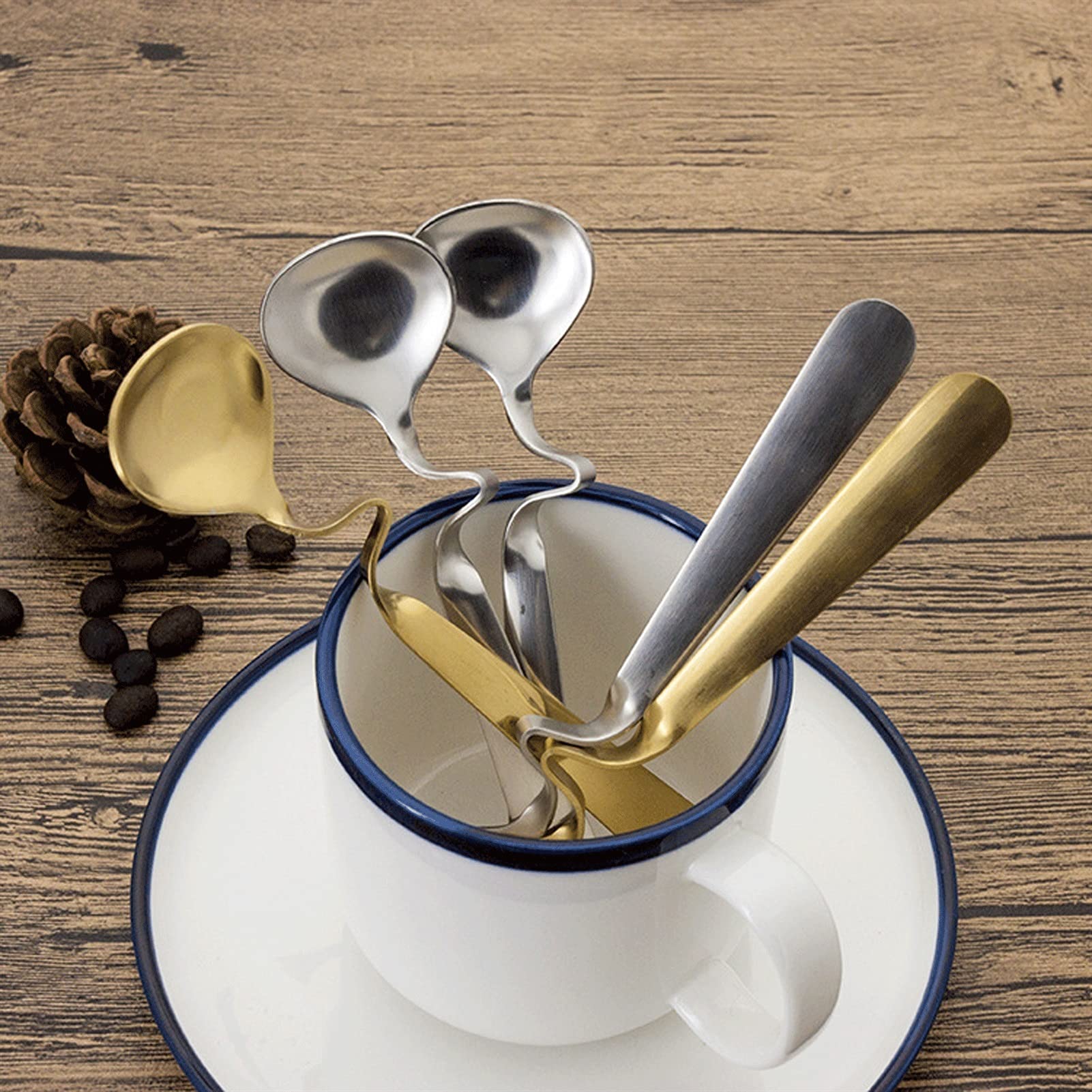 Miarki Łyżki ze stali nierdzewnej Kawa Espresso Łyżeczki do herbaty Blendery Łyżki do mieszania Narzędzia deserowe Zastawa stołowa Długie uchwyty