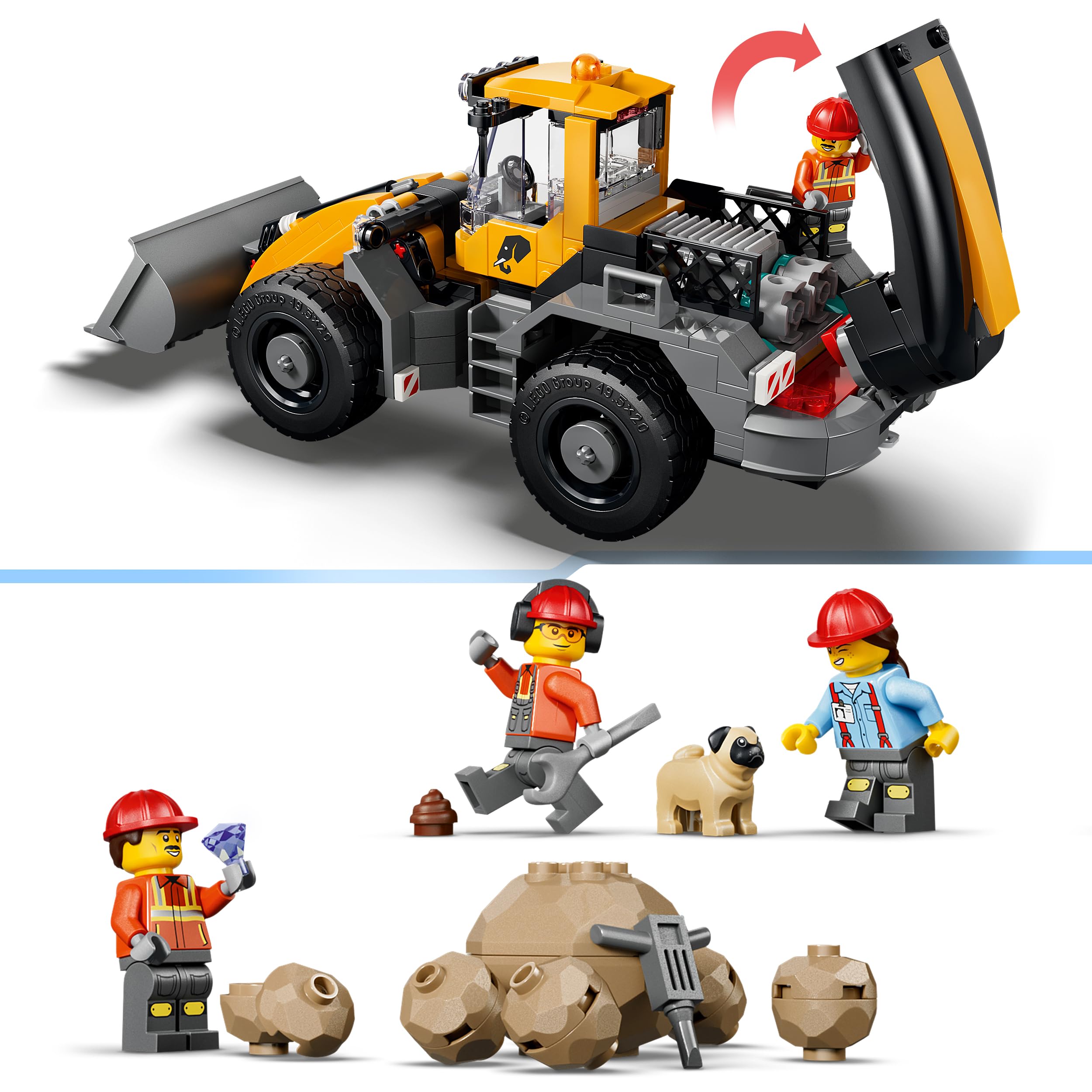 LEGO City Camion Ribaltabile e Pala Meccanica - Veicoli Giocattolo da Cantiere con Funzioni Operative e 3 Minifigure - Regalo di Compleanno STEM per Bambini da 8 Anni in su - 60494