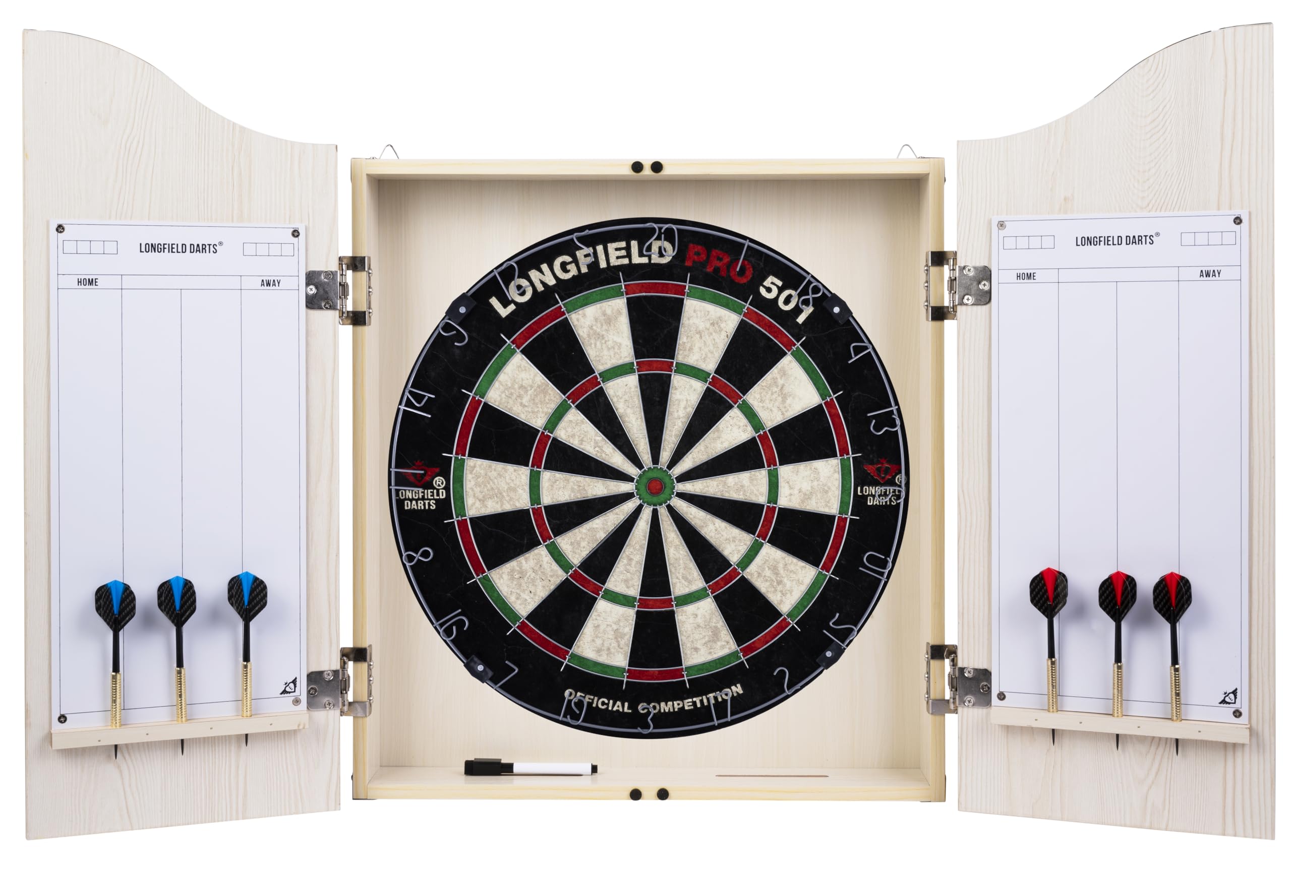 Engelhart Mobile per freccette in legno, bersaglio sisal, incluso 6 freccette da 18 g e accessori