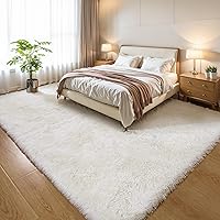 Vista 14 de Alfombras mullidas de 4 x 6 pies para dormitorio de niñas, alfombra de pelo largo lavable en arco iris para habitación de niños, guardería