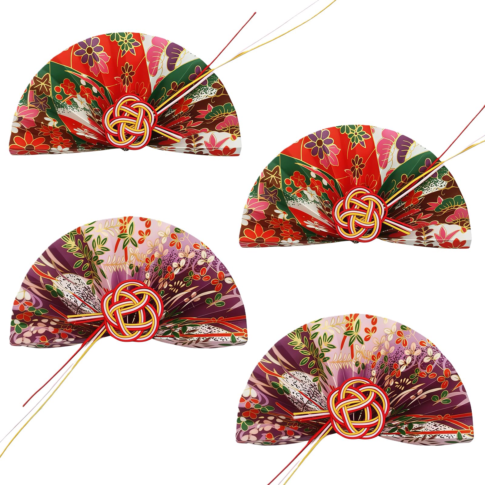 Fan, Mizuhiki, New Year Decoration, Plum Knot Flower Picks, 2 Types, Set of 4, Handmade, Flower Materials, Handmade, DIY Decoration, Birthday, Wedding, Party, Aquashi Accessories : Toys & Games