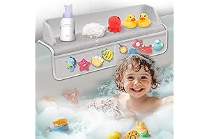 Bathtub Splash Guard with Mesh Pockets and Suction Cups