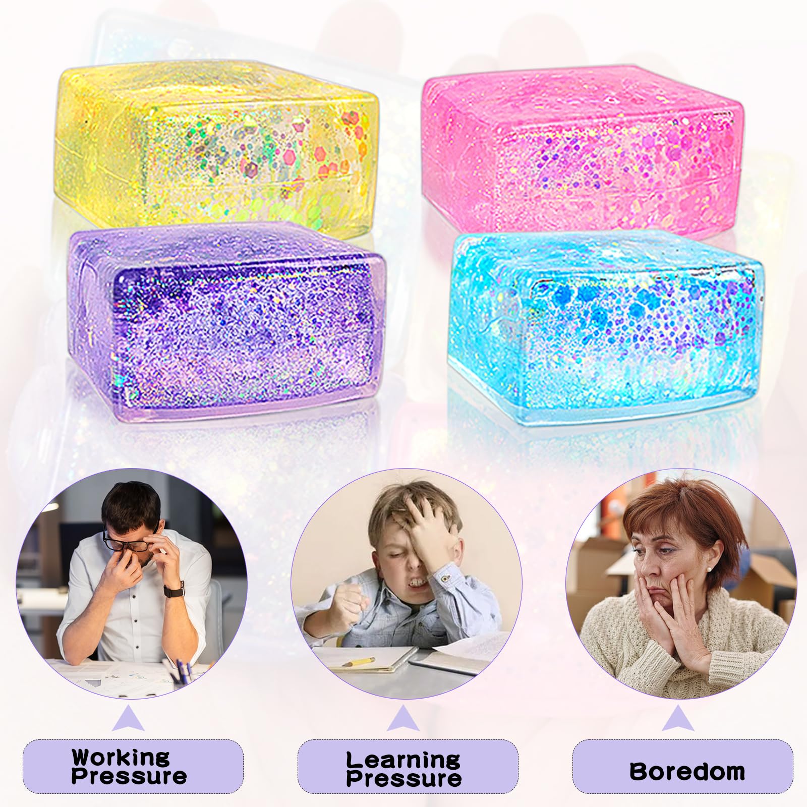 Cubo Fidget Antistress A Forma Di Ghiaccio – Pallina Sensoriale Da Spremere Per Bambini E Adulti, 3x3 Cm