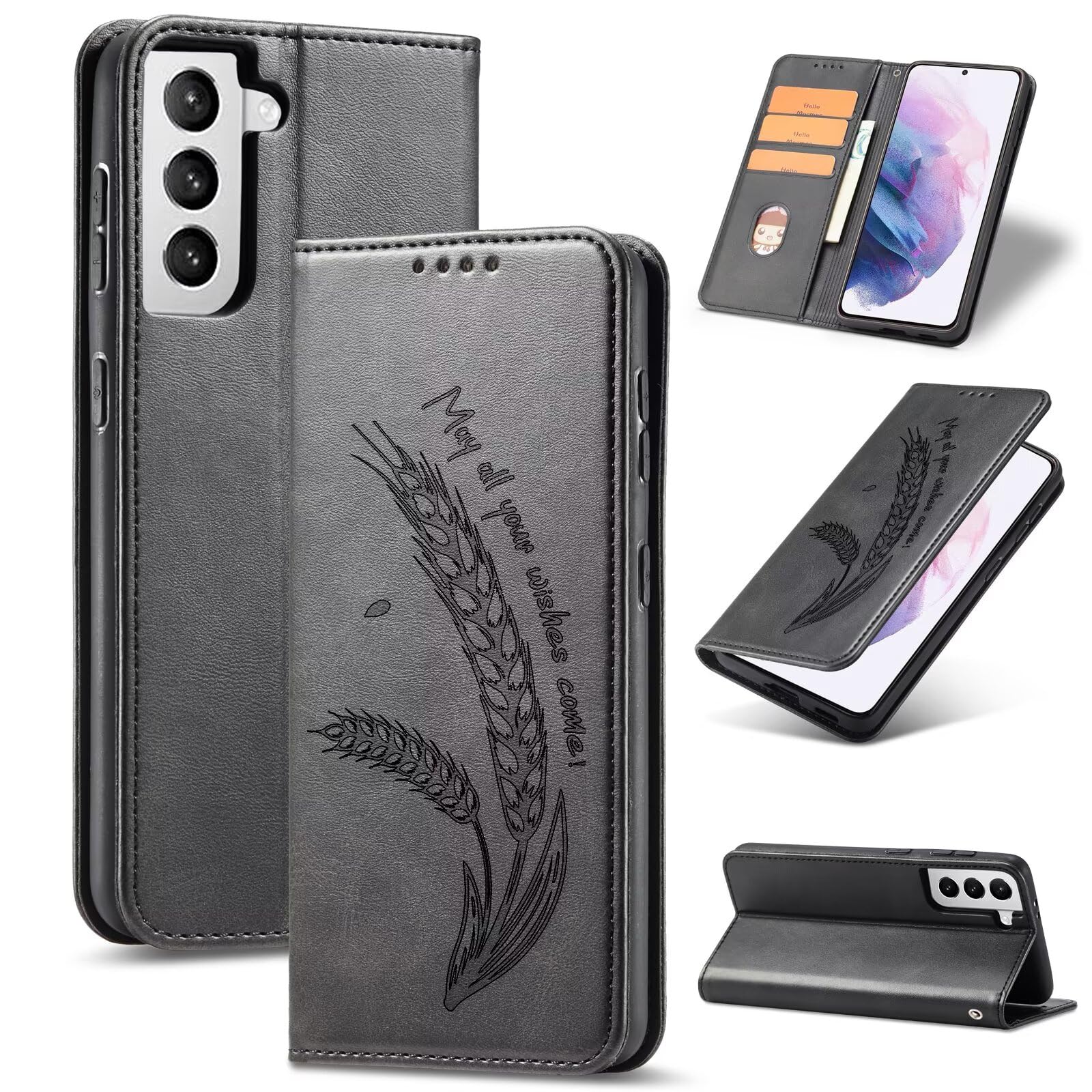 Sunrive Cover Per Blackview A60 Pro (2019), Custodia con supporto di stand e in Pelle artificiale per carte di credito Portafoglio Flip Chiusura Magnetica Protettiva bumper(Farfalla d'oro