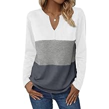 Women's Waffle Shirts V Neck Long Sleeve Tops Color Block T-Shirts Casual Pullover Tunics 2025 Fashion Basic Tees