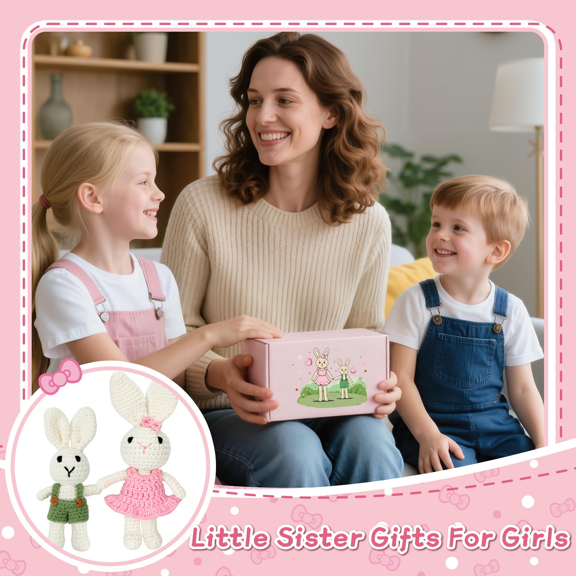 Big Sister Crochet Gifts for Girls, Big Sister Little Brother Doll Gift Set to Celebrate Little Girls Promoted to Sister, Gifts for Older Siblings of New Baby