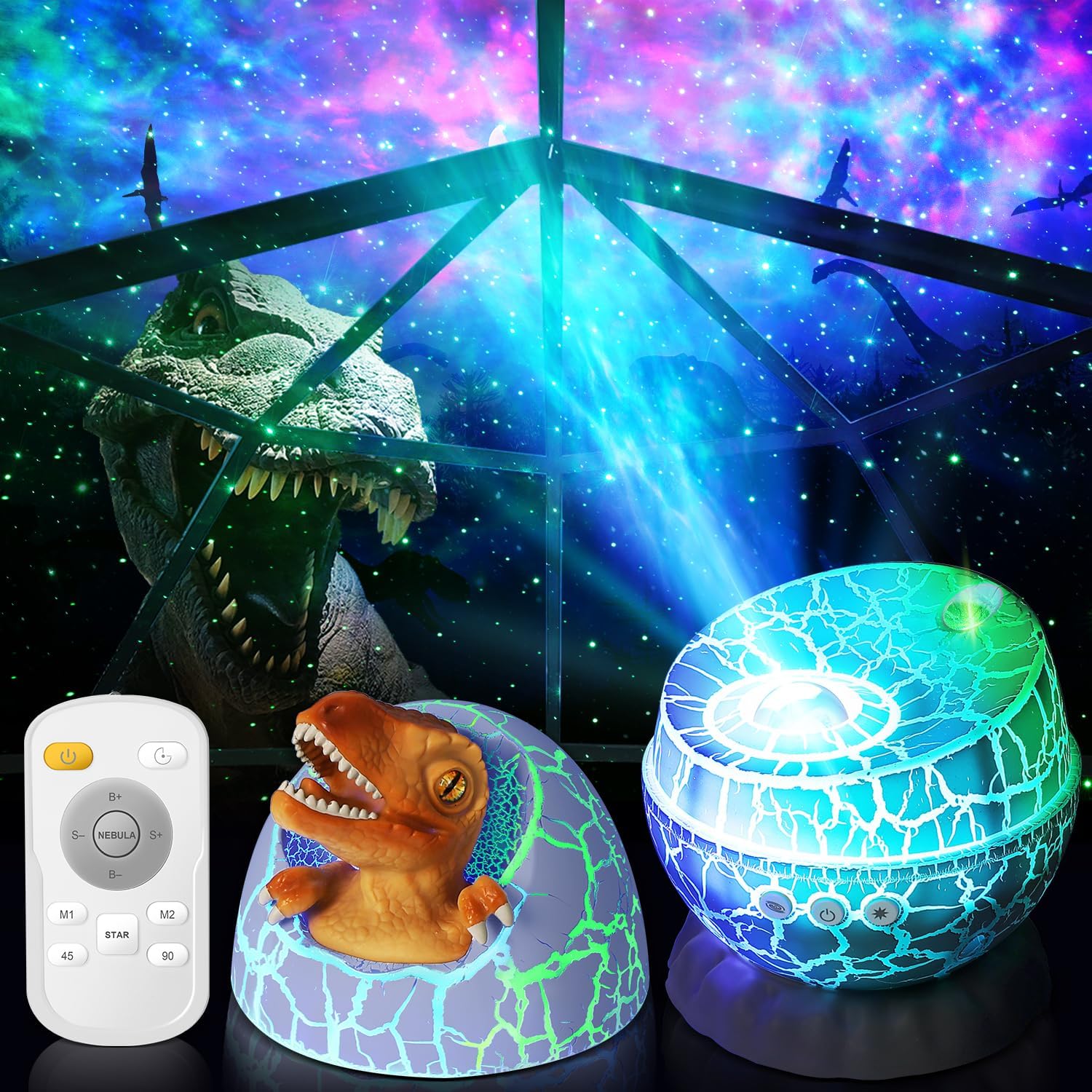 YISSVIC Galaxy Star Projector Dinosaur Egg Ceiling Starry Nebula Projector for Bedroom, with 8 Nebula Effects, Timer Function, Remote Control, Gift for Christmas, Birthday