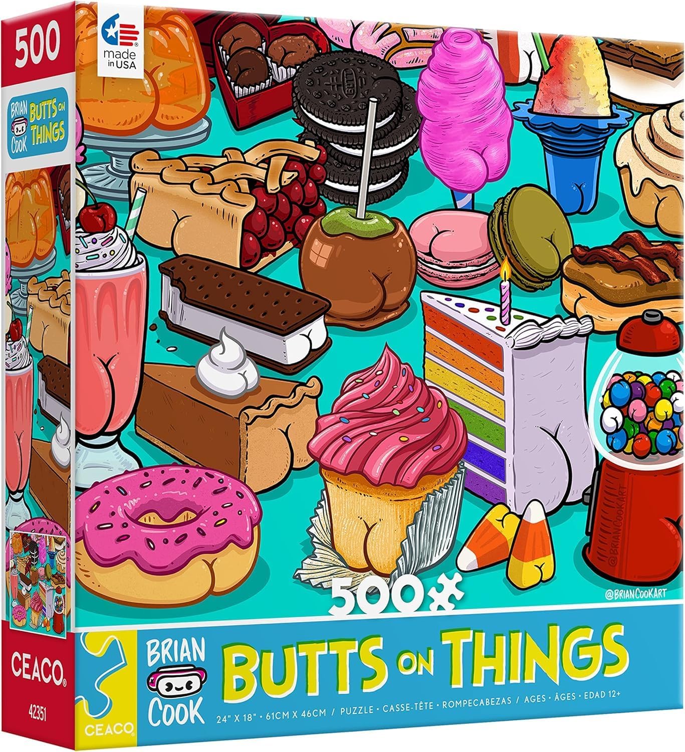 Brian Cook - Butts on Things - Sweet Cheeks - 500 Piece Jigsaw Puzzle