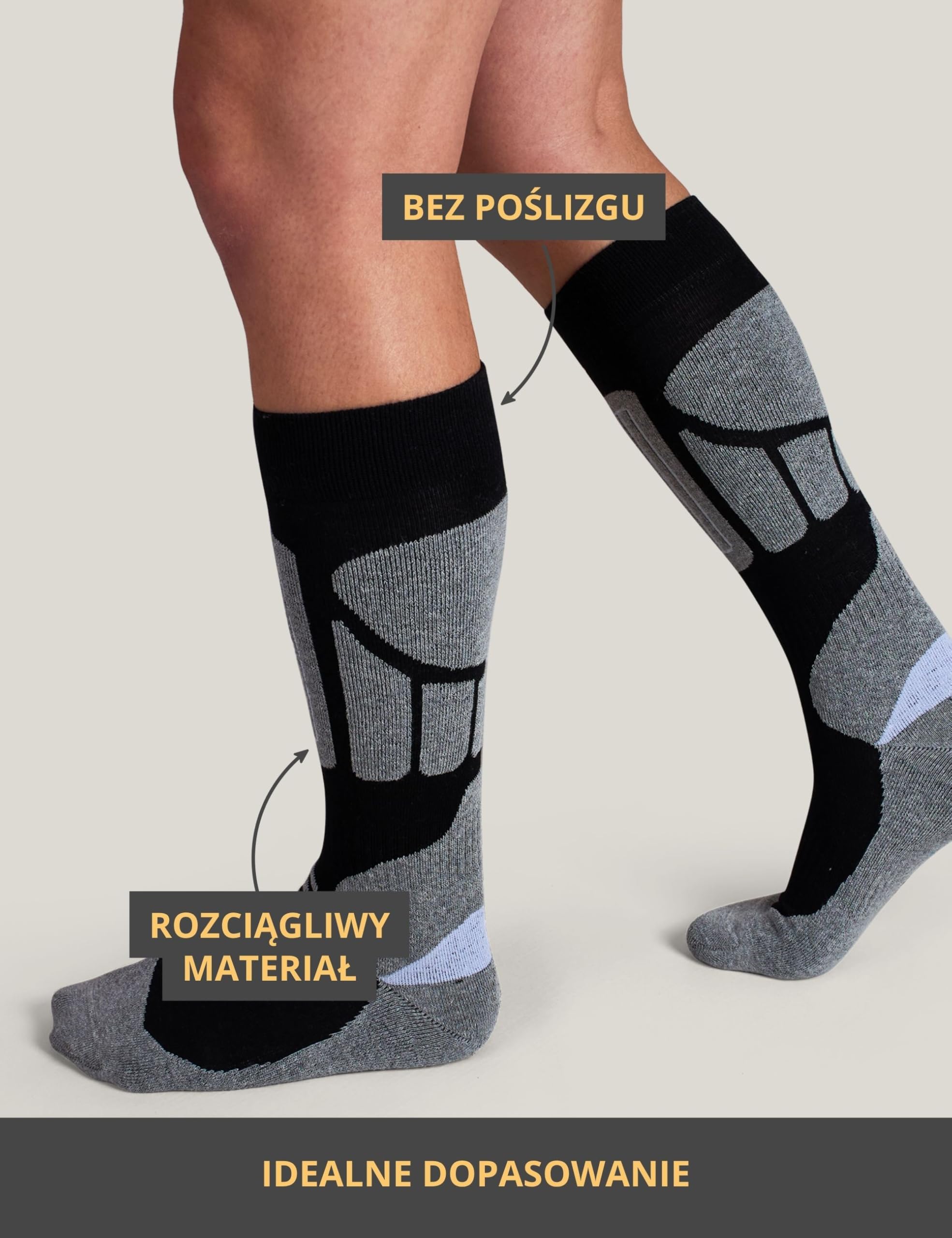 Basic Treasure Podstawowy zestaw skarpet narciarskich Treasure 2 szt. dla kobiet, fioletowo-czerwone, ciepłe i długie skarpety narciarskie, wyjątkowo mocna amortyzacja
