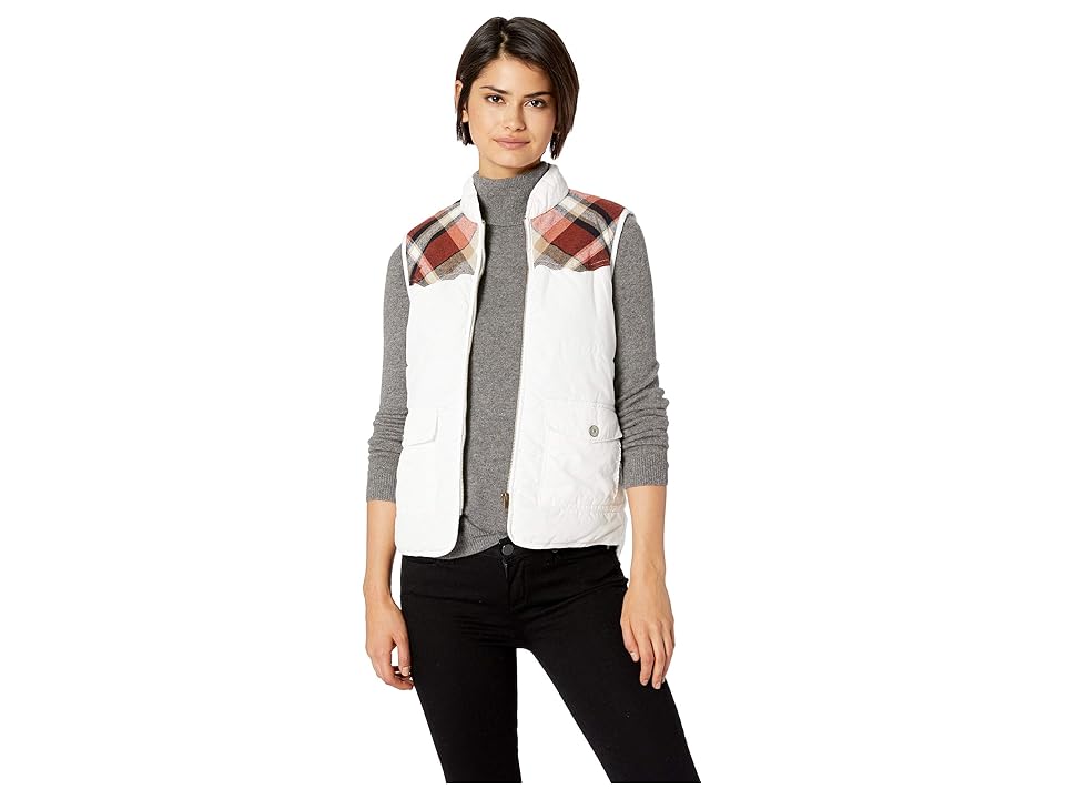 

UNIONBAY Shanna Vest with Plaid Trim (Muslin) Women's Vest, Bone