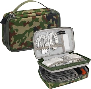 FYY Electronic Organizer, Travel Cable Organizer Bag Pouch Electronic Accessories Carry Case Waterproof Double Layers All-in-One Storage Bag for Cable, Cord, Charger, Phone, Hard Drive, Camouflage