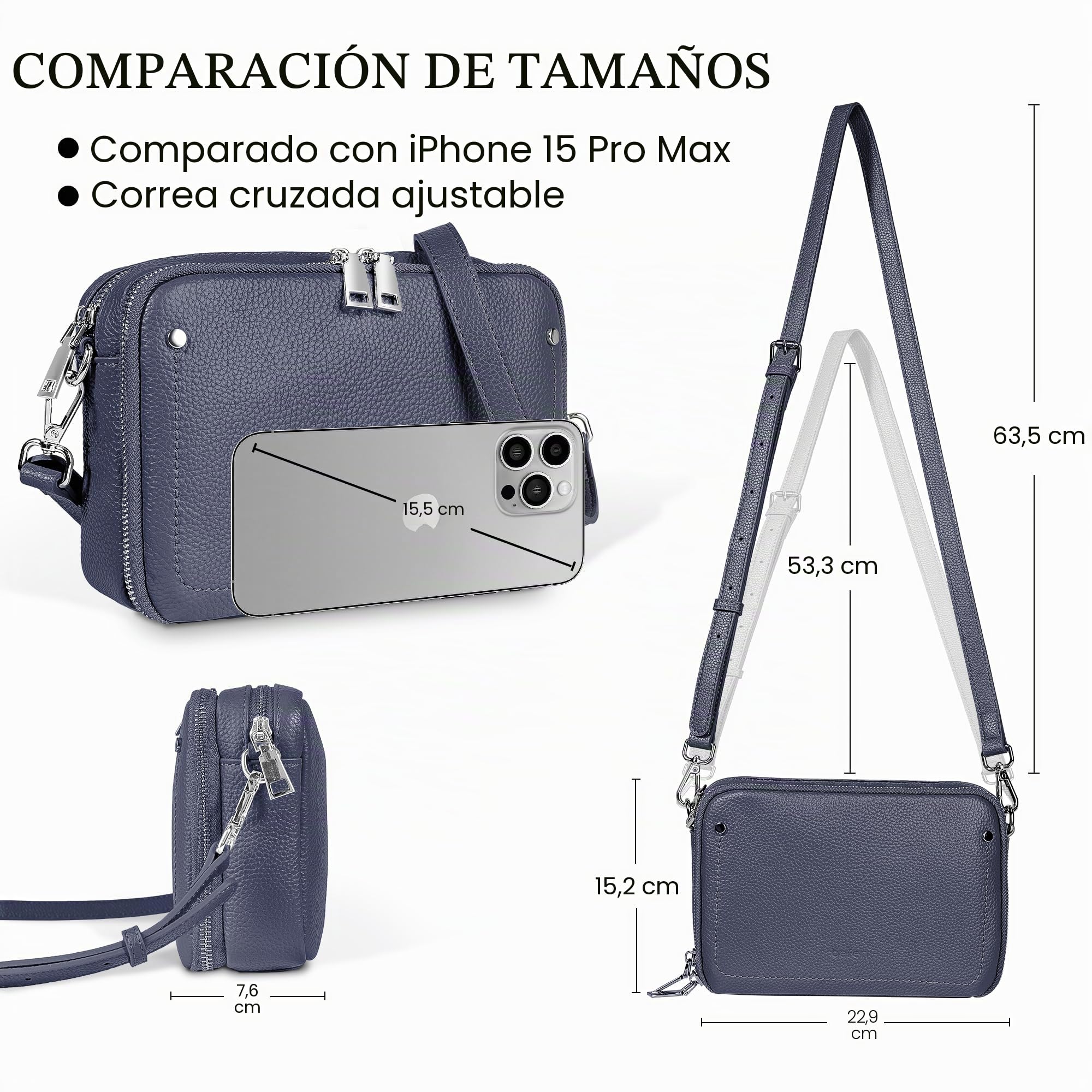 befen Bolso cruzado de piel auténtica para mujer, con bloqueo RFID, bolsa de hombro pequeña para mujer, bolsos de mano con ranuras para tarjetas