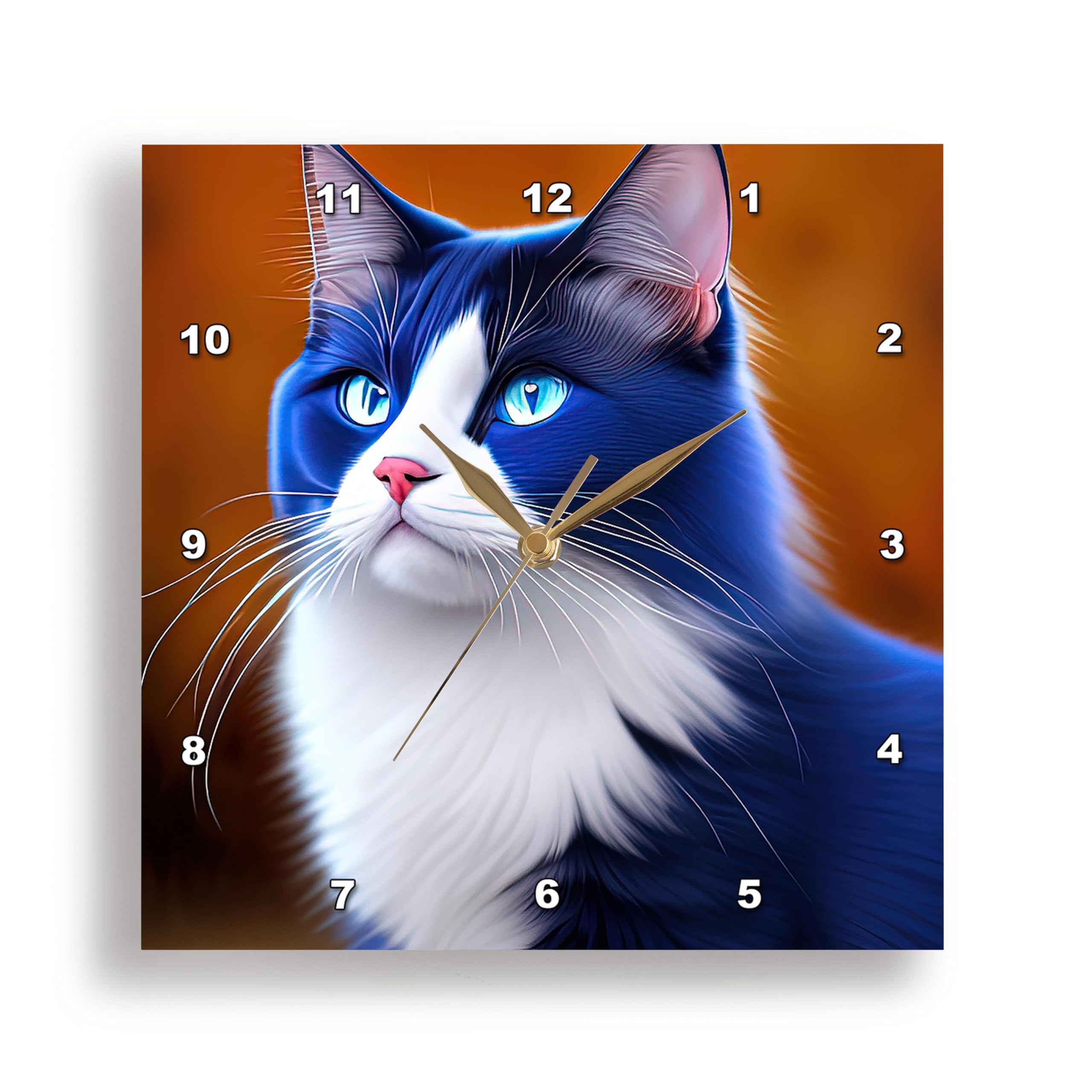 3dRose Wall Clock Silent - 10 inch - Aristocratic Ragdoll cat with Blue Eyes. Cool Digital Art Gift - Alexis Design - Animals Cats Ragdoll Cat
