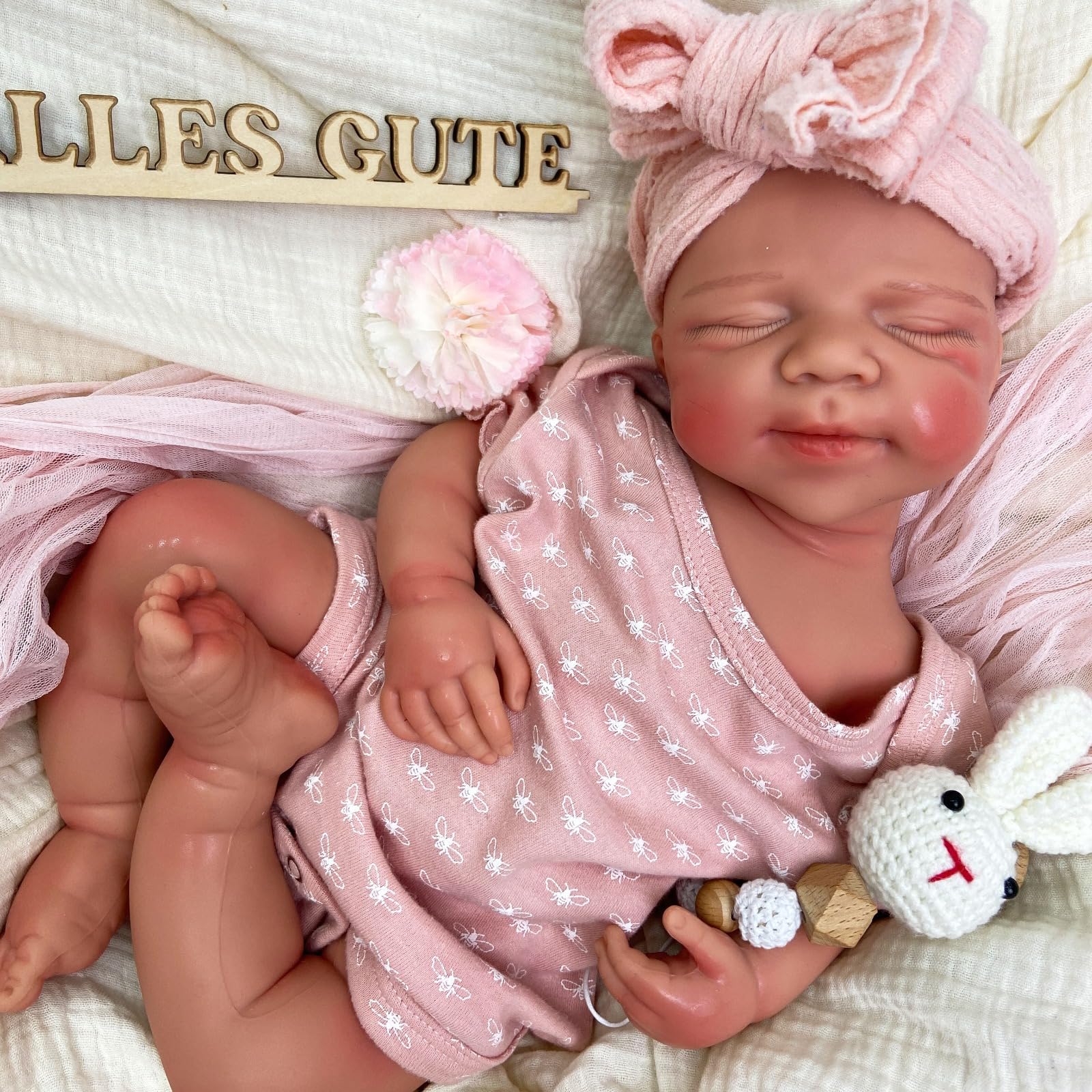 Muñeca Bebé Reborn Silicona de Cuerpo Completo,50cm con Boca Abierta