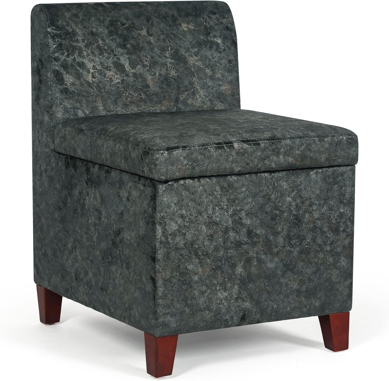 Joveco Accent Chair with Storage Fabric Upholstered Vanity Chair Seat with Removable Lid Modern Single Sofa for Living Room Bedroom Reading Room (Grey with Gold)