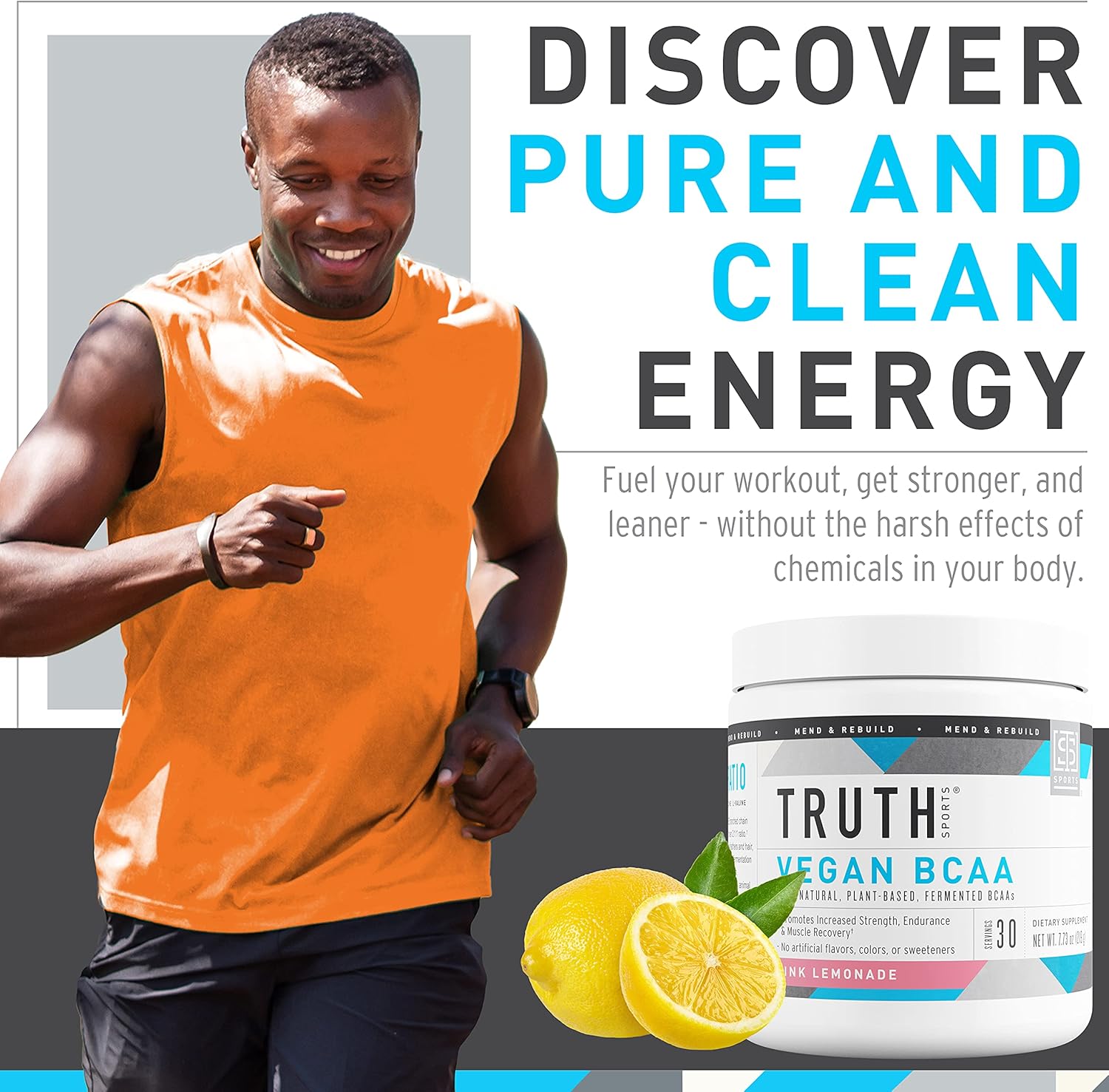 Truth Nutrition Fermented Vegan BCAA Powder- 2:1:1 Ratio All Natural Branched Chain Amino Acids for Energy, Muscle Building, Post Workout Recovery and Endurance (Pink Lemonade, 30 Servings) : Health & Household